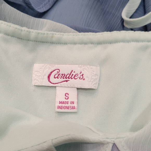 CANDIES, Ombre Ruffle Spaghetti Strap Tank, Small, Blue Tones 100% Polyester - Picture 6 of 8